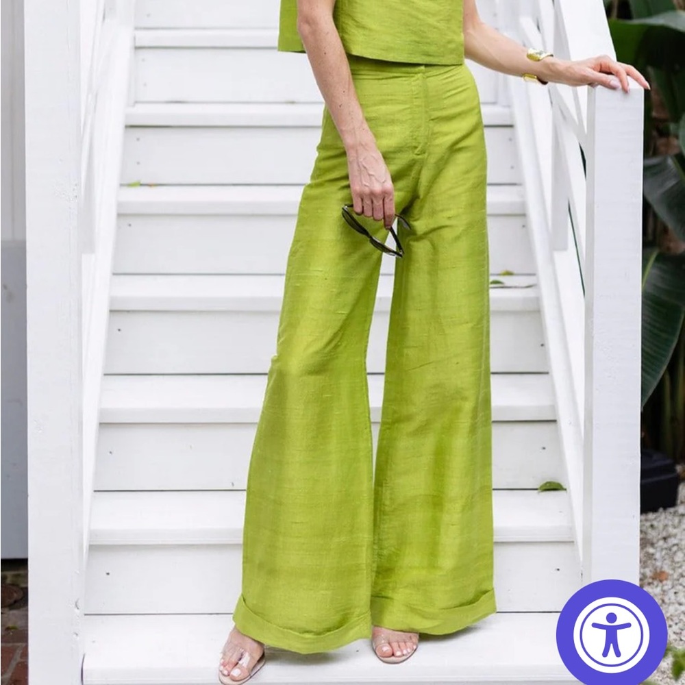 Julia Amory “Julia” pants in chartreuse, size small, NWT.